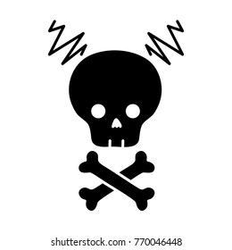 contour skull with bones to dander symbol to death