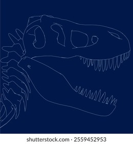 Contour skull dinosaur vector illustration. Side view