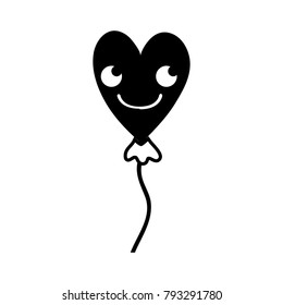 contour smile heart balloon kawaii cartoon