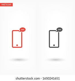 Contour sms phone icon isolated on application, sms phone logo, user interface. Editable barcode sms phone. Vector illustration. Eps10 sms phone.