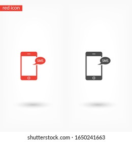 Icono de teléfono sms aislado en aplicación, logotipo de teléfono sms, interfaz de usuario. Código de barras modificable sms teléfono. Ilustración vectorial. Teléfono Eps10 sms.