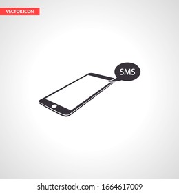Contour sms phone icon isolated on application, sms phone logo, user interface. Editable barcode sms phone. Vector illustration. Eps10 sms phone.