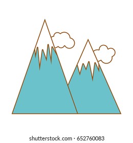 contour snowy mountains with clouds and cold season