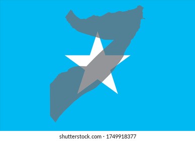 Contour of Somalia on National flag. Сountry shape on National flag background.