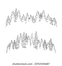 Contour of spruce forest isolated on a white background

