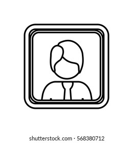 contour square border with silhouette half body man with suit