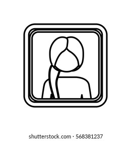 contour square border with silhouette half body ponytail woman