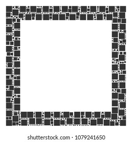 Contour Square collage icon of square shapes and circles in different sizes. Vector objects are composed into contour square collage design concept.
