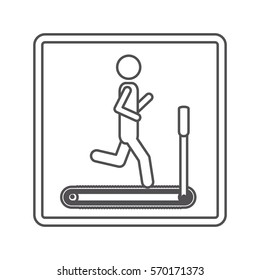 contour square shape pictogram with man in treadmill