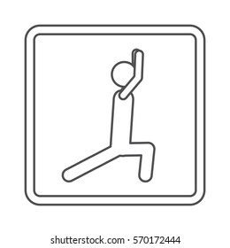 contour square shape pictogram with man squat icon