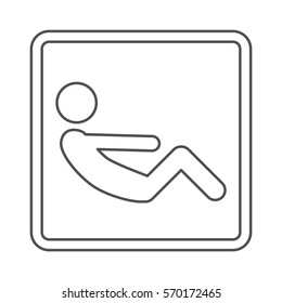 contour square shape with pictogram man exercise abs collected legs