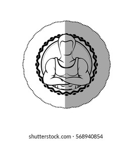 contour sticker border with muscle man crossed arms shading