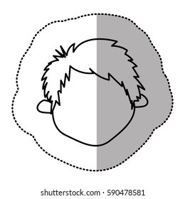contour sticker face boy icon, vector illustraction design image