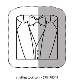 contour sticker suit with bow tie icon, vector illustraction design image