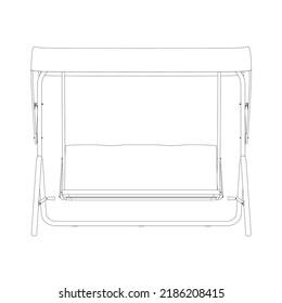 The contour of a street arbor with a flooring of black lines isolated on a white background. Front view. Vector illustration.