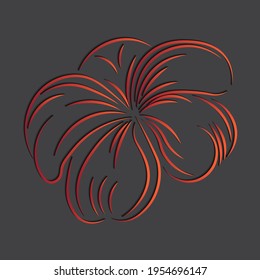 contorno estilizado flor hermosa dibujada con varias líneas