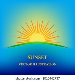 Contour stylized sunset illustration