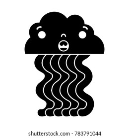 contour surprised cloud kawaii with cute rainbow