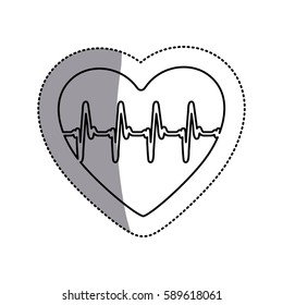 contour symbol heartbeat with heart icon, vector illustration design