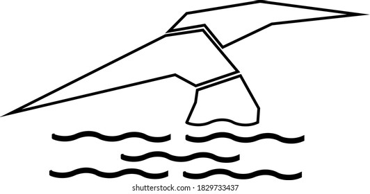Contour of synchronized swimming athlete. Sportsman isolated on white background. Vector illustration.