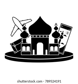 contour taj mahal of india and travel ticket