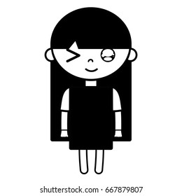 contour tender girl child with pijama and hairstyle