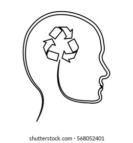 Contour think clean the world icon, vector illustration