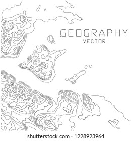 Contour topographic map background. Vector illustration.