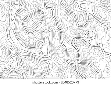 Contour topographic map background vector illustration, Abstract Lines texture background. Geography scheme.