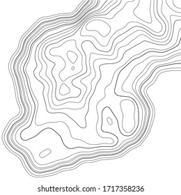 Contour topographic map. Geographic grid map background. Black lines on white background. Vector illustration.