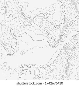 Contour topographic map. Geographic grid map background. Black lines on white background. Vector illustration.