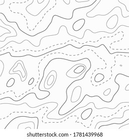 Contour topographic map. Geographic grid map background. Black lines on white background. Vector illustration.