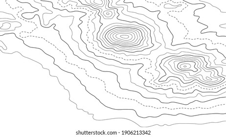 Mapa topográfico de contorno. Fondo del mapa de cuadrícula geográfico. Ilustración vectorial.	