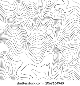 Contour Topographic Map. Geographic Grid Map Background. Black Lines On White Background. Vector Illustration.