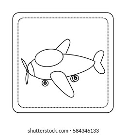 contour toy airplane fly picture icon, vector illustration design