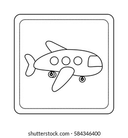 contour toy airplane fly picture icon, vector illustration design