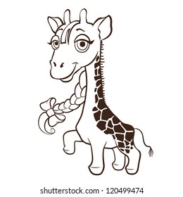 Contour toy giraffe-girl. Vector illustration