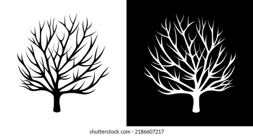 Contour des Baumes schwarz-weißes Doodle einzelne Vektorgrafik. Tattoo