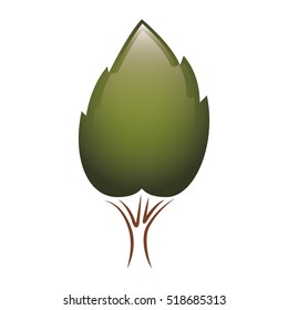 contour tree trunk with green foliage shape lobular