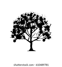 contour trees with some leaves icon, vector illustraction design