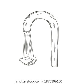 Contour Vector icon in hand draw style. Bathroom and its components. Faucet with water, sink