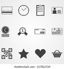 Contour vector icons for online shopping process. Set of black contour vector icons for online shopping process on gray background.