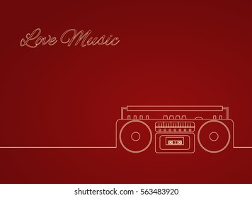 Contour vector illustration of an old cassette recorder. Vector element for your creativity