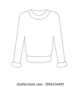 Contour vector illustration of a sweatshirt. Technical drawing for designing clothing. Winter cozy jacket without unnecessary details. Suitable for the fashion industry, catalogs, clothing stores 