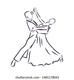 Contour Vector Illustration,waltz Ballroom Dancing 