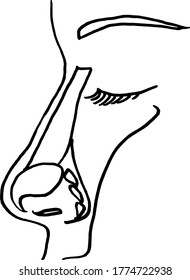 Contour vector outline drawing of nasopharynx. Medical design editable template
