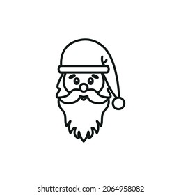 contour vector Santa Claus icon. Santa Claus face. Christmas card template