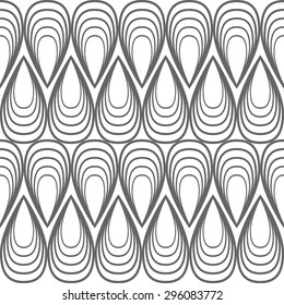 Contour Vector seamless ornament in art nouveau style is based on the shape of a drop