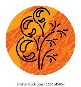 Contour vector trees. Bright autumn background