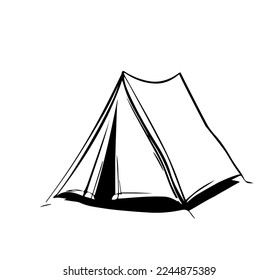 Contour view of a double tent on a white background. Tent vector illustration